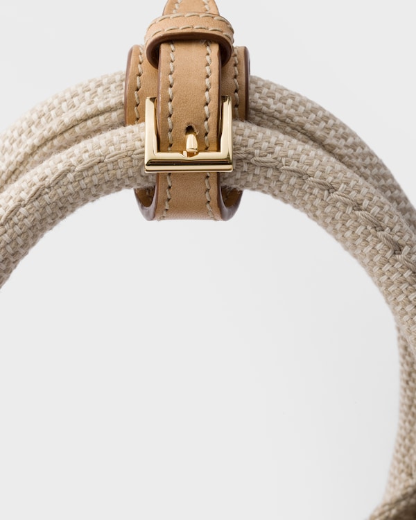 Kleine Prada Jardinière Tasche aus Baumwoll-Canvas - Hellbraun/Rot Kleine Prada Jardinière Tasche aus Baumwoll-Canvas - Hellbraun/Rot