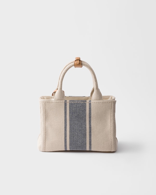 Kleine Prada Jardinière Tasche aus Baumwoll-Canvas - Beige/Baltikblau Kleine Prada Jardinière Tasche aus Baumwoll-Canvas - Beige/Baltikblau