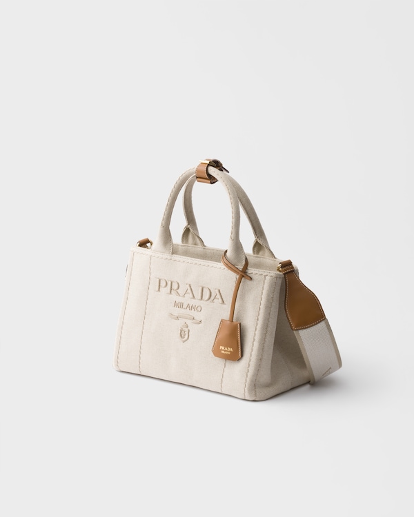 Prada Jardinière small cotton canvas bag - Natural Prada Jardinière small cotton canvas bag - Natural