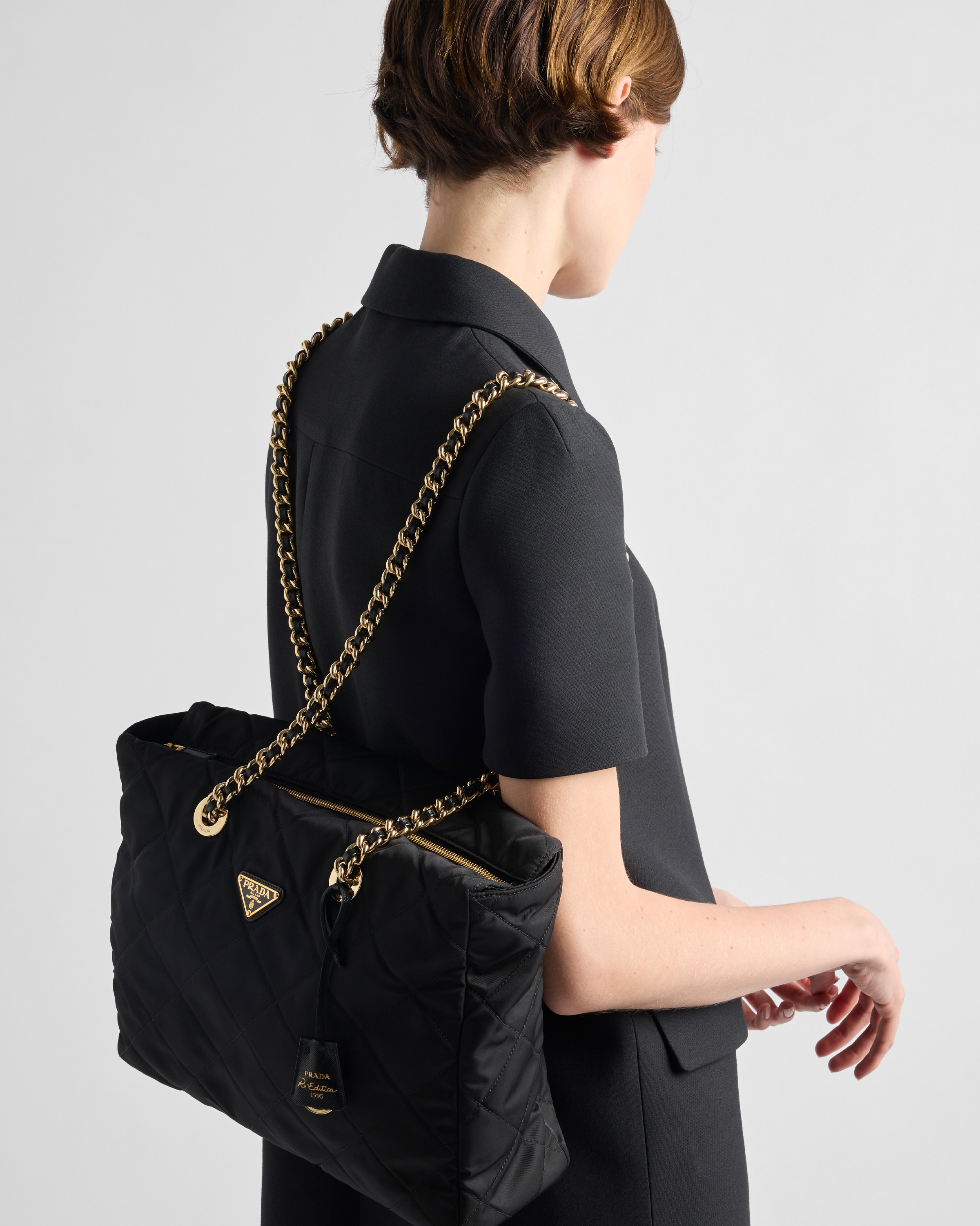 Black Prada Re-edition 1995 Chaîne Large Re-nylon Bag | PRADA