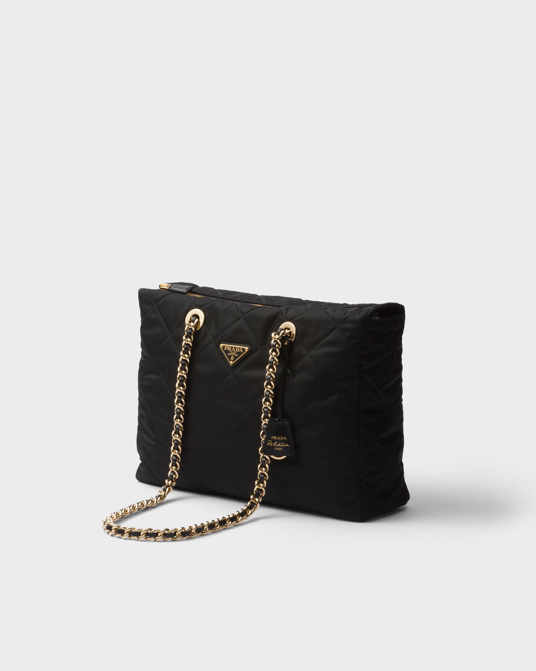 Schwarz Prada Reedition 1995 Tasche Aus Renylon Mit Langer Kette PRADA
