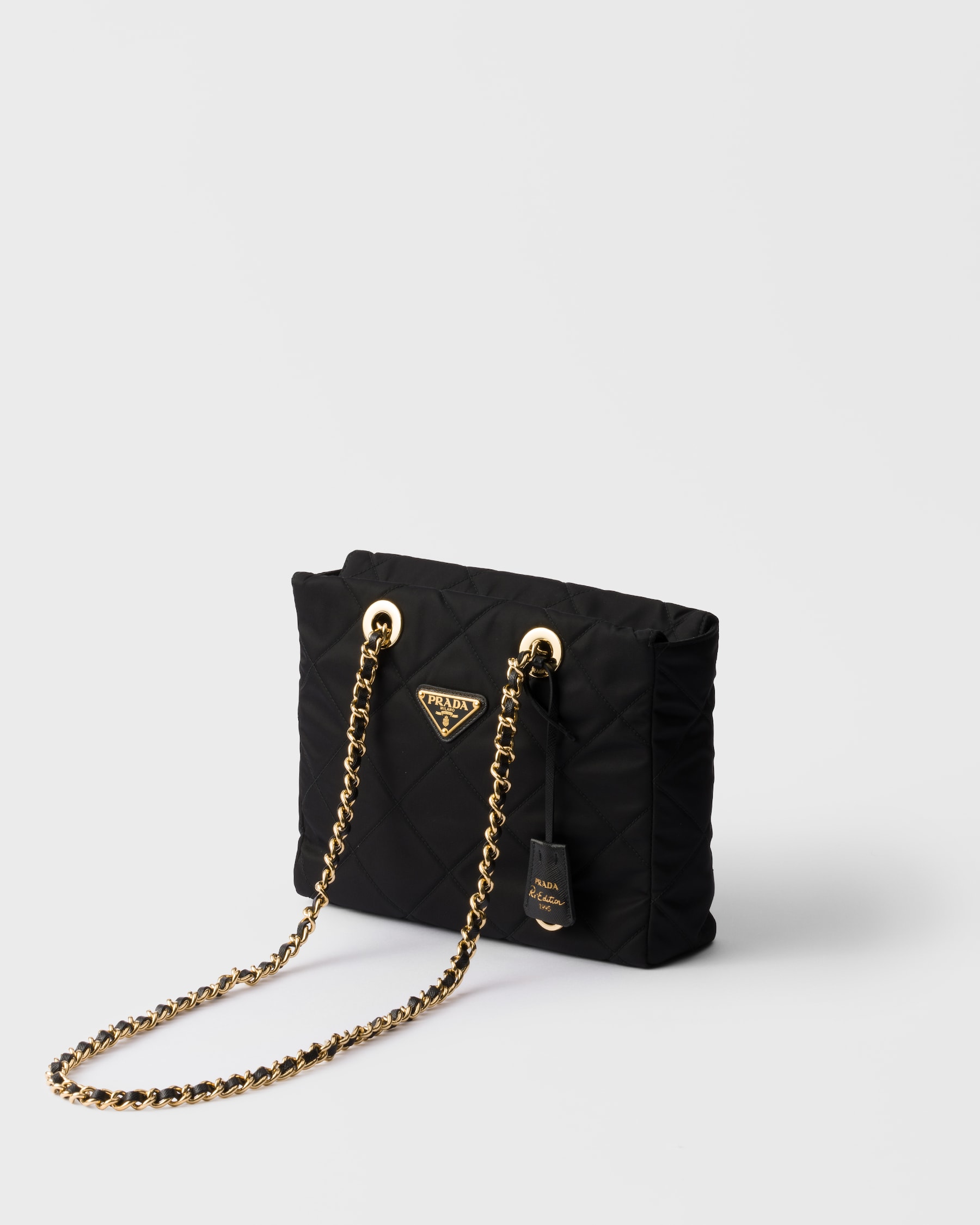 Black Prada Reedition 1995 Chaîne Renylon Tote Bag PRADA