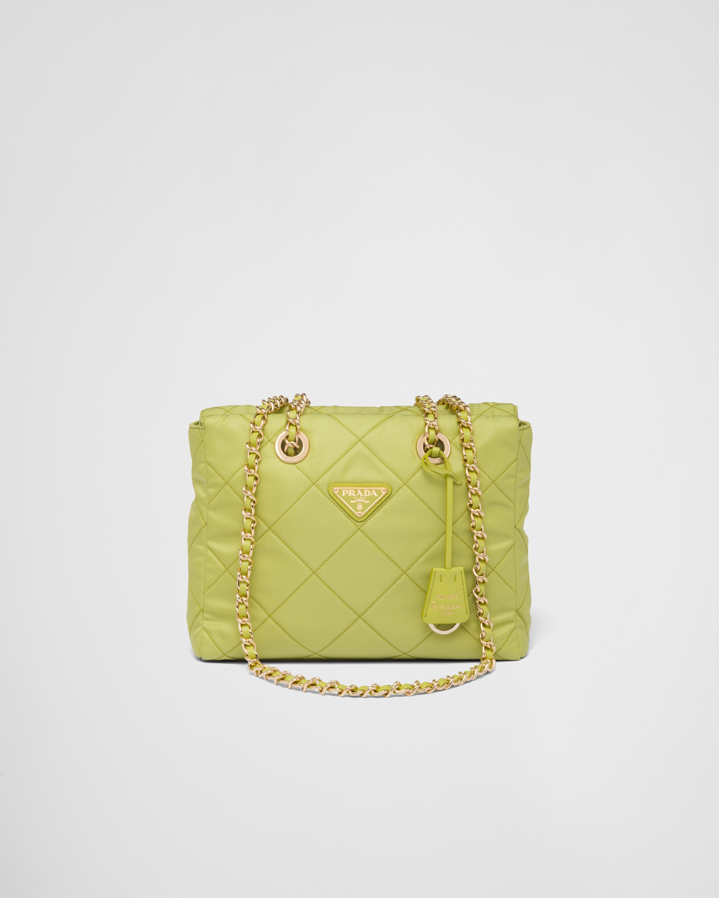 Lime Green Prada Re-edition 1995 Chaîne Re-nylon Tote Bag