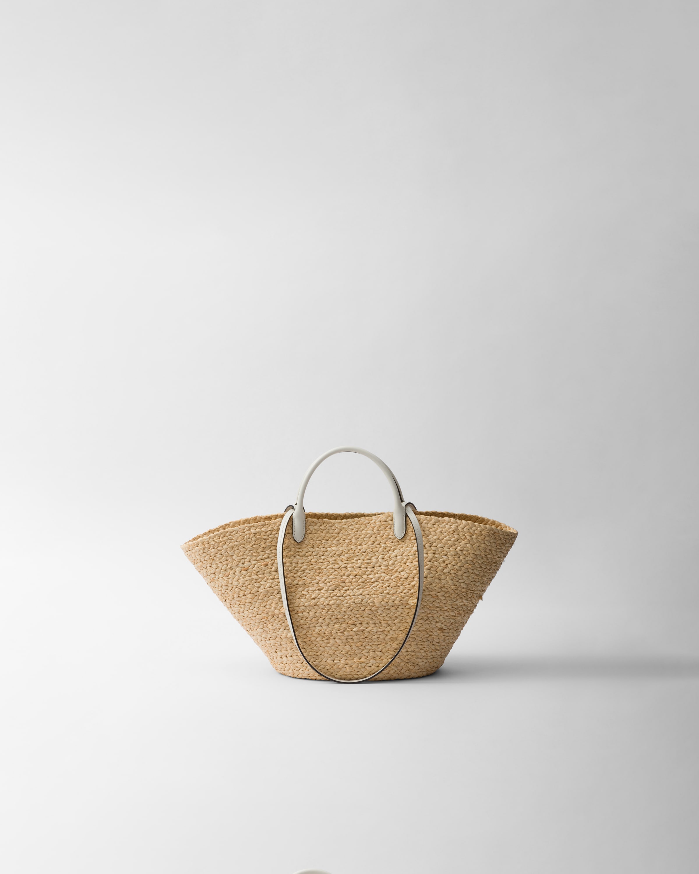 Prada Womens Black Triangle-plaque Embroidered-jacquard Medium Woven Tote Bag In Tan/white