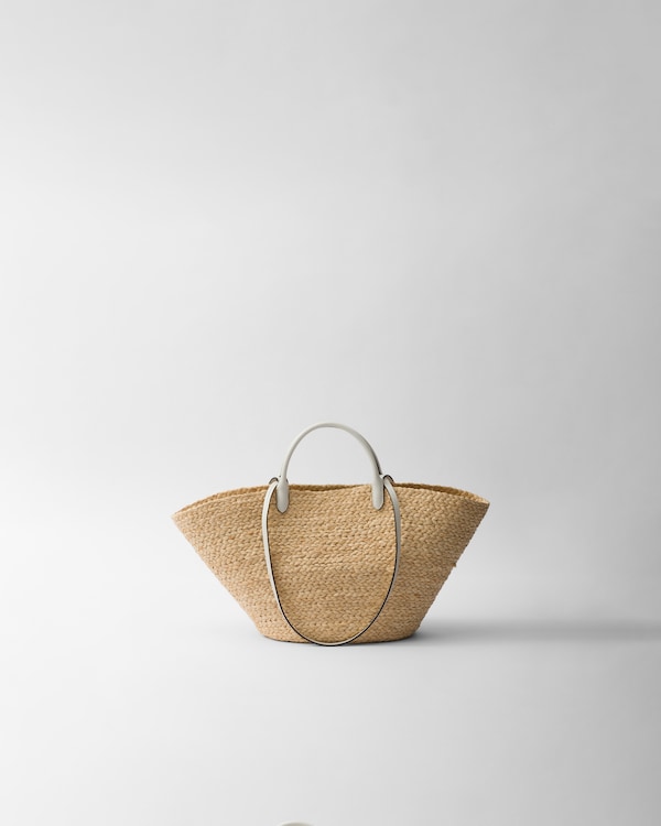 Large raffia and leather shopping bag Large raffia and leather shopping bag