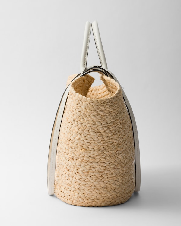 Large raffia and leather shopping bag Large raffia and leather shopping bag
