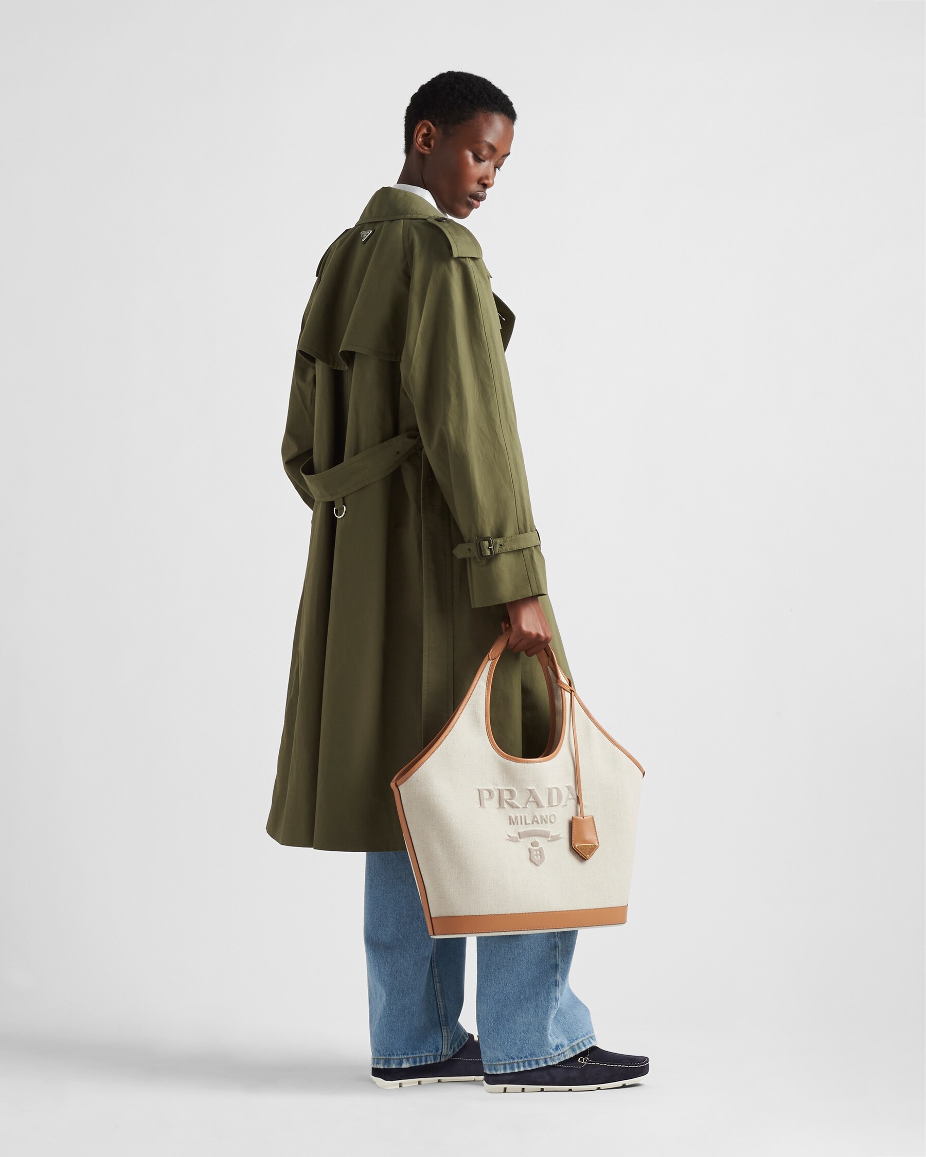 Prada Grained Leather Tote Bag Unisex