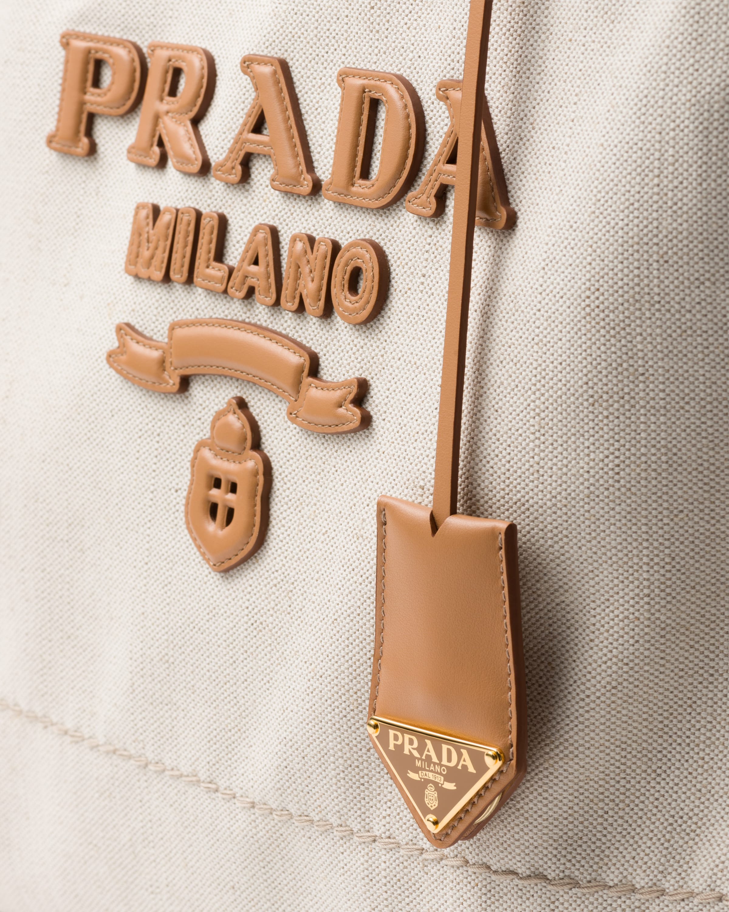Natural Large Linen Blend Tote Bag PRADA