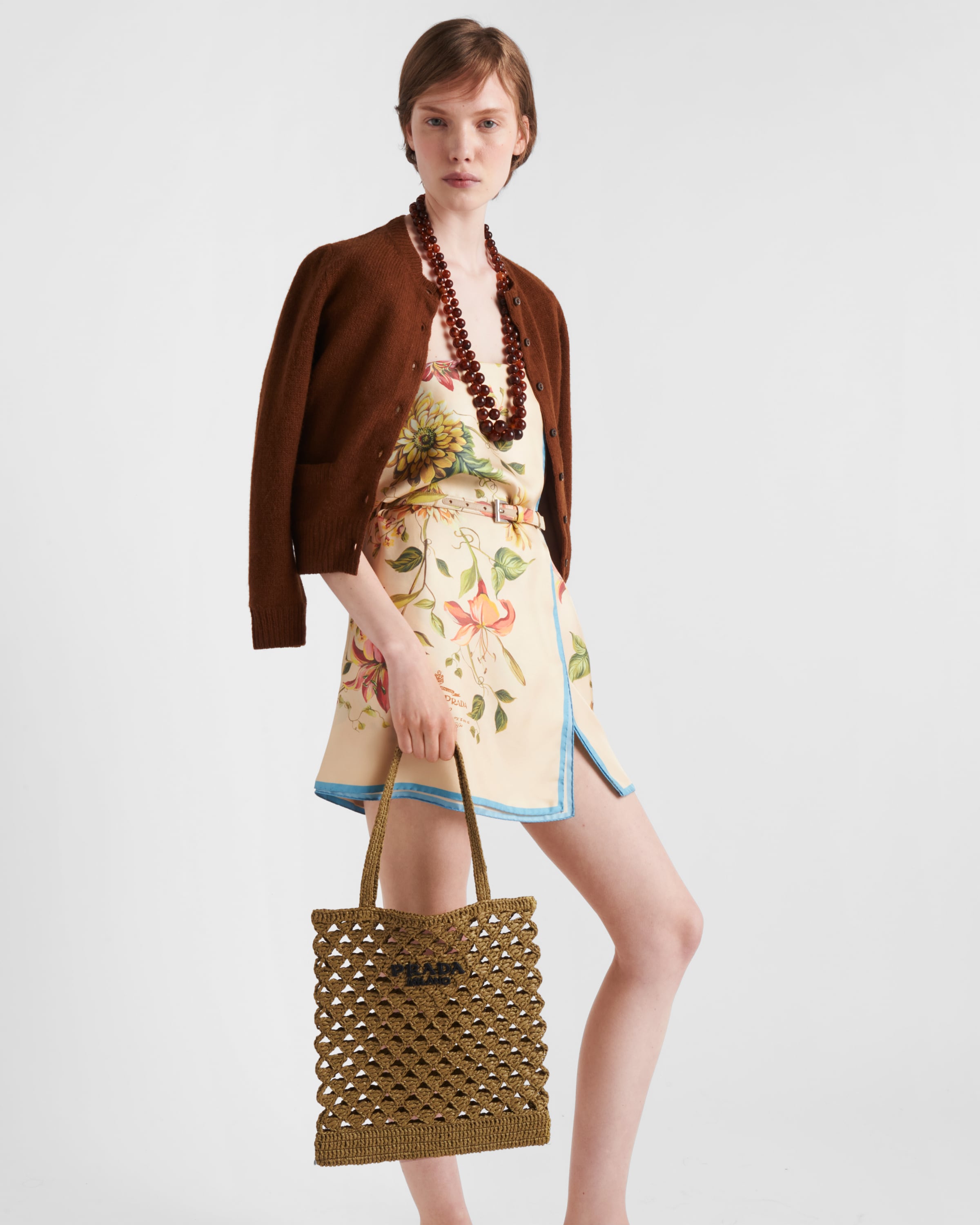 PRADA クロシェ トートバック 1BG493 オリーブ クロシェ トートバッグ | PRADA