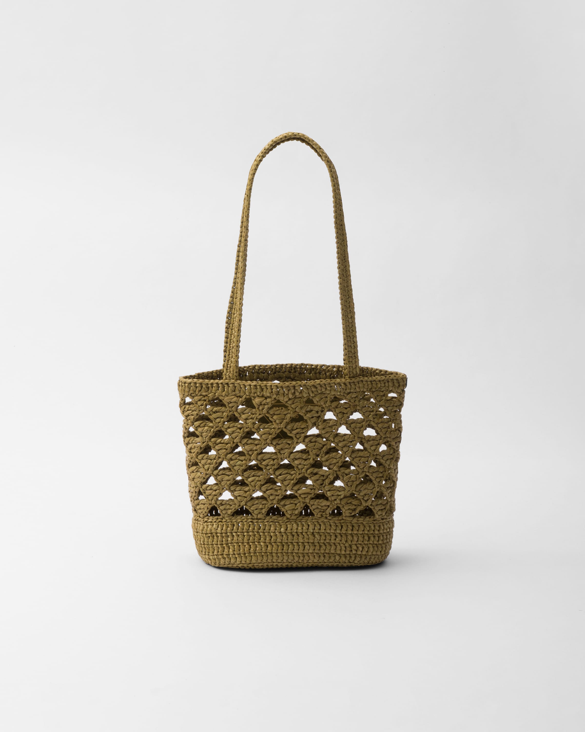 Prada Womens Black Triangle-plaque Embroidered-jacquard Medium Woven Tote Bag In Olive Green