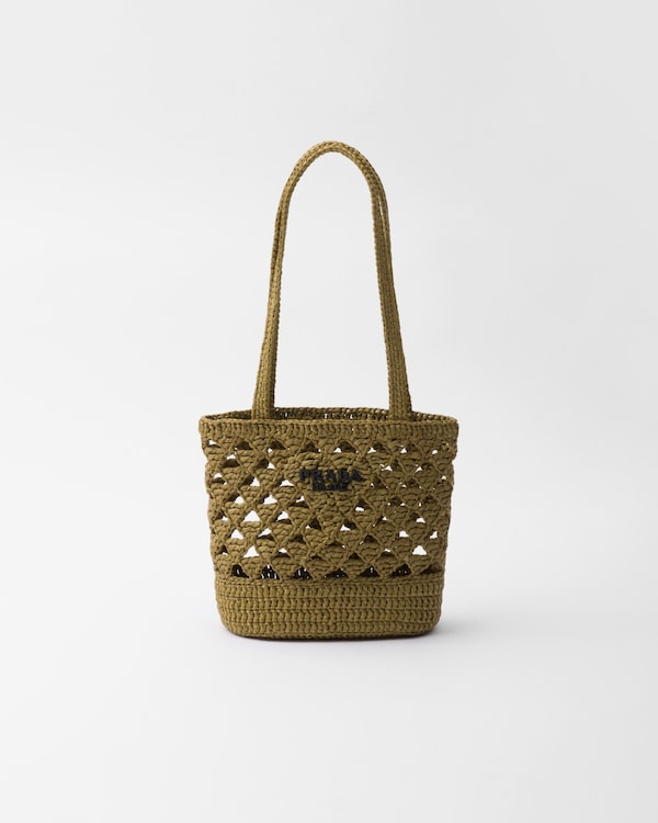 Olive Green Crochet tote bag | PRADA