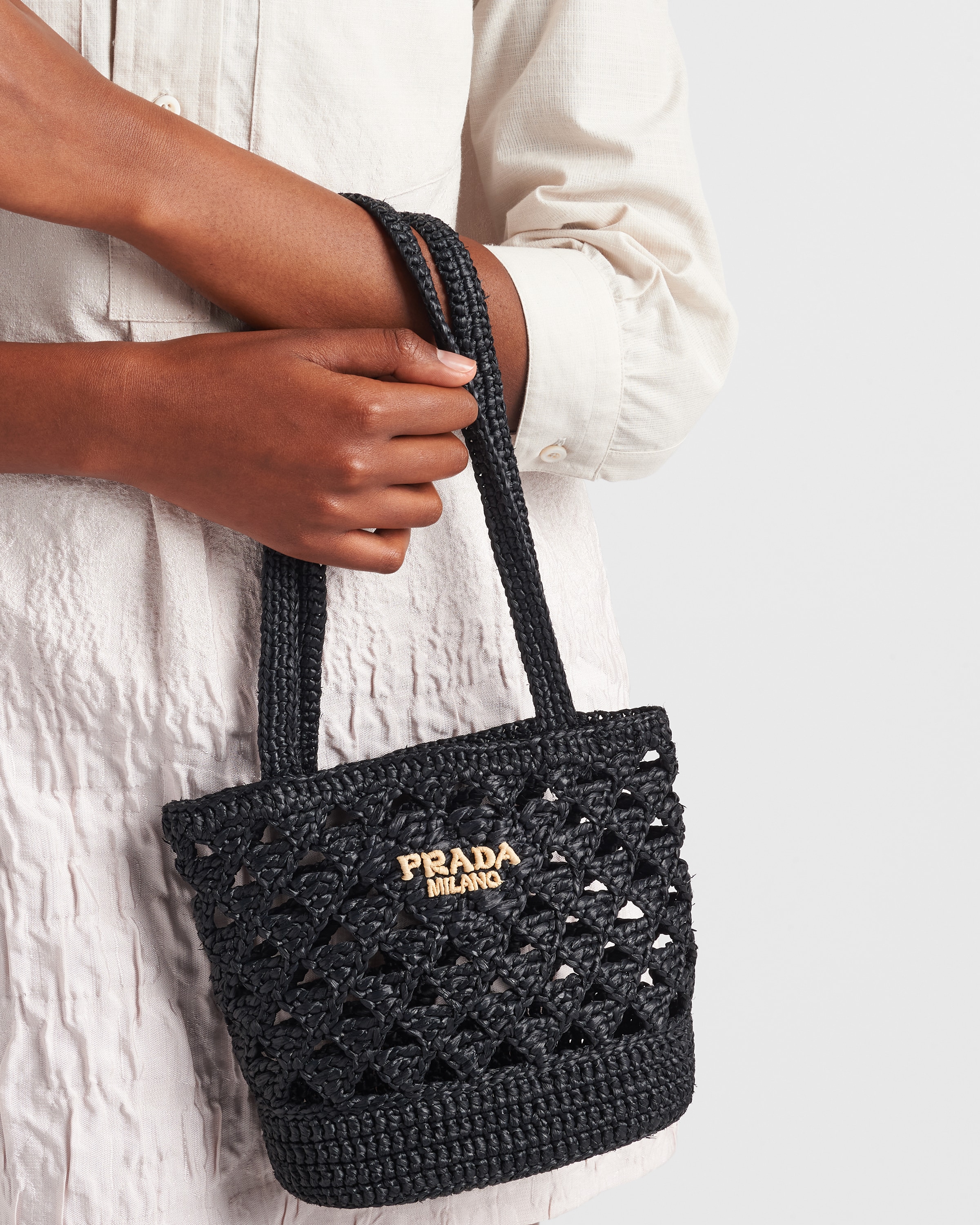 プラダ レディース】レザー＆ナイロン トートバッグ｜PRADA