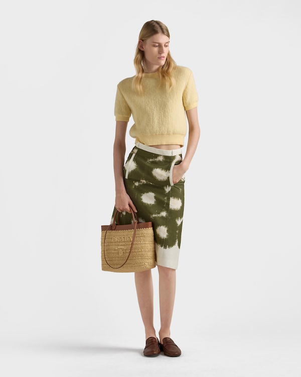 حقيبة تسوّق صغيرة من الجلد والكروشيه - طبيعي/كونياك حقيبة تسوّق صغيرة من الجلد والكروشيه - طبيعي/كونياك