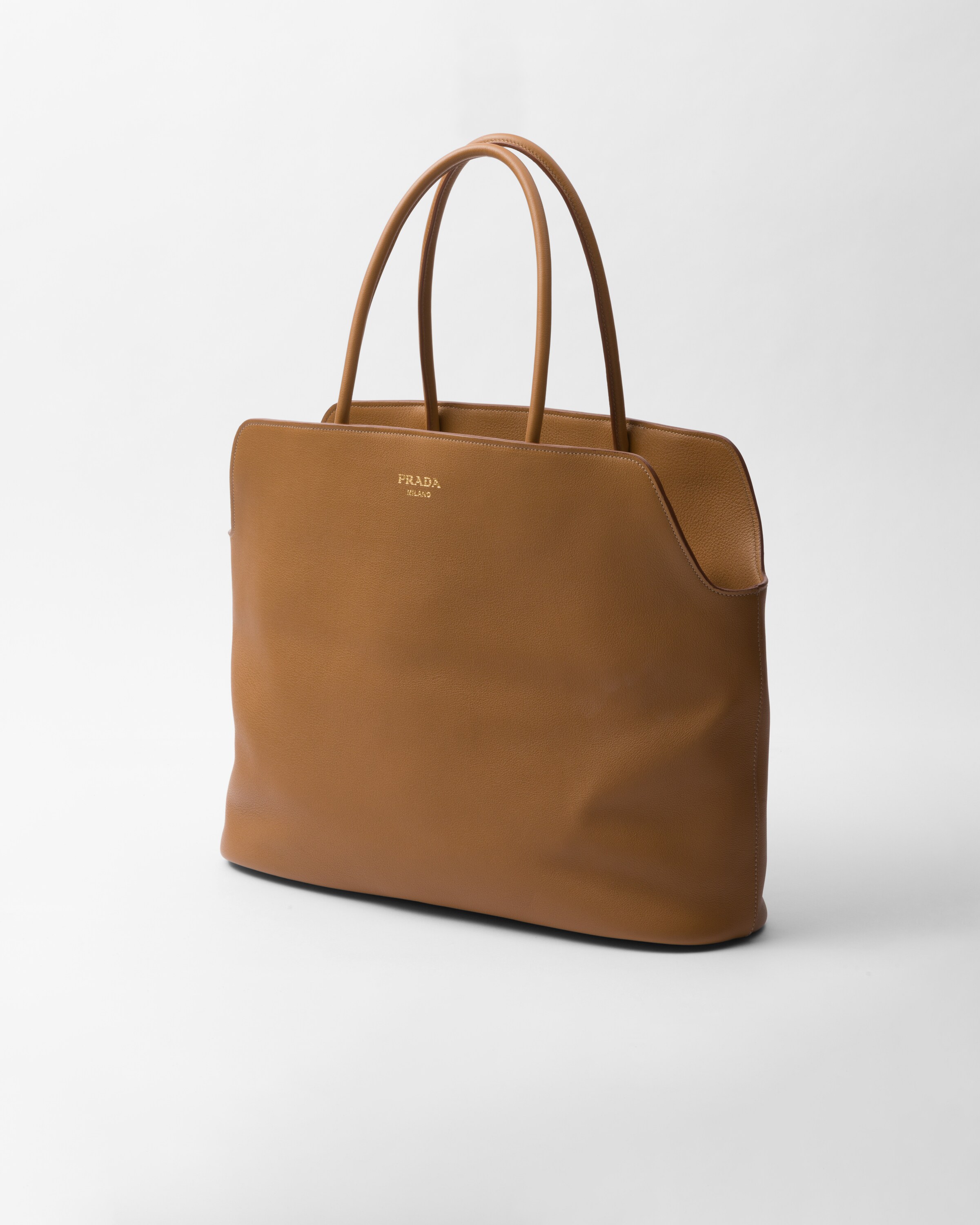 Caramel Large Leather Tote Bag PRADA