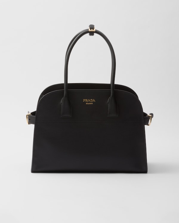 ブラック ラージ ソフトグレインレザー トートバッグ | PRADA