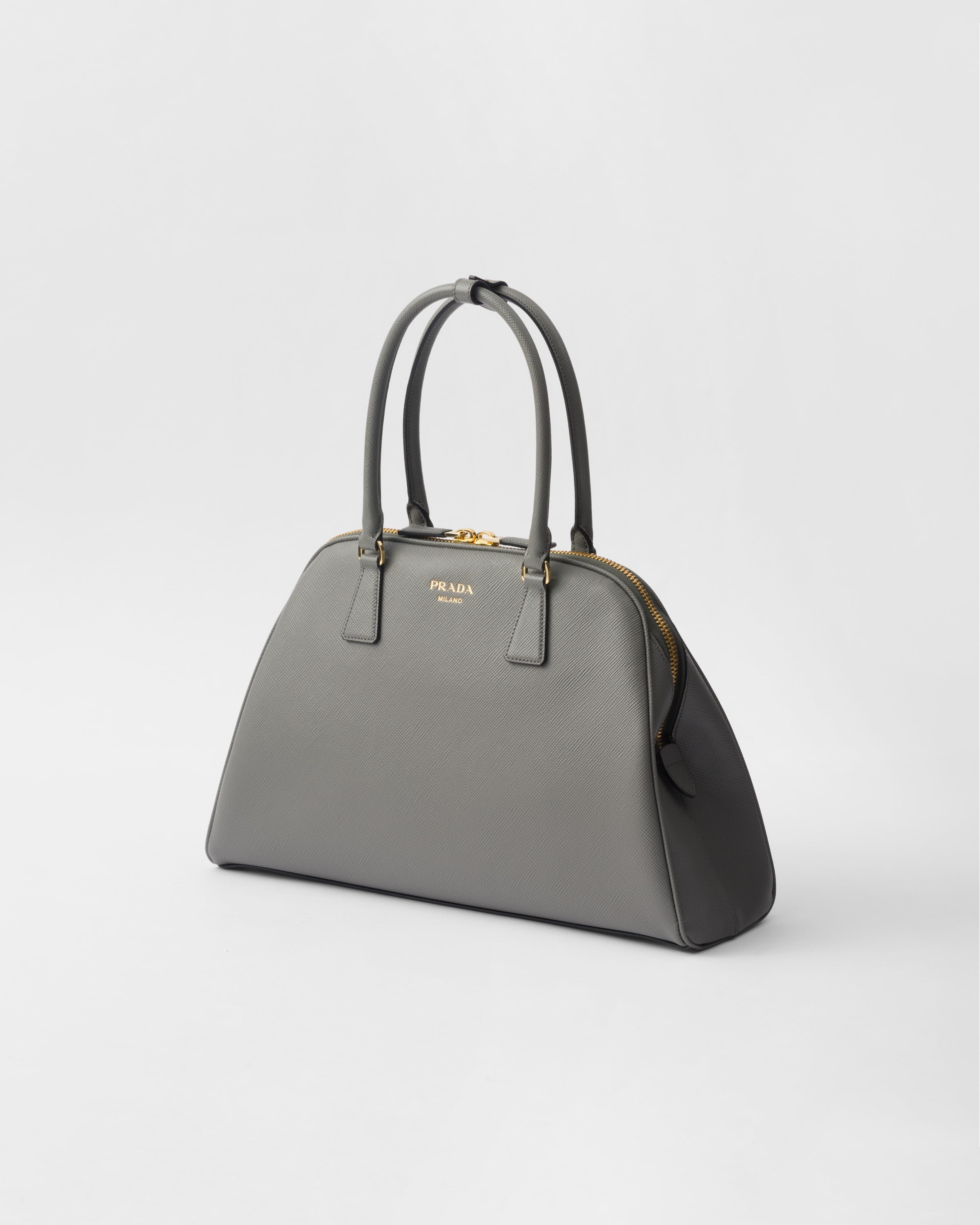 Shop Prada Large Saffiano Leather Bag In Marble Gray