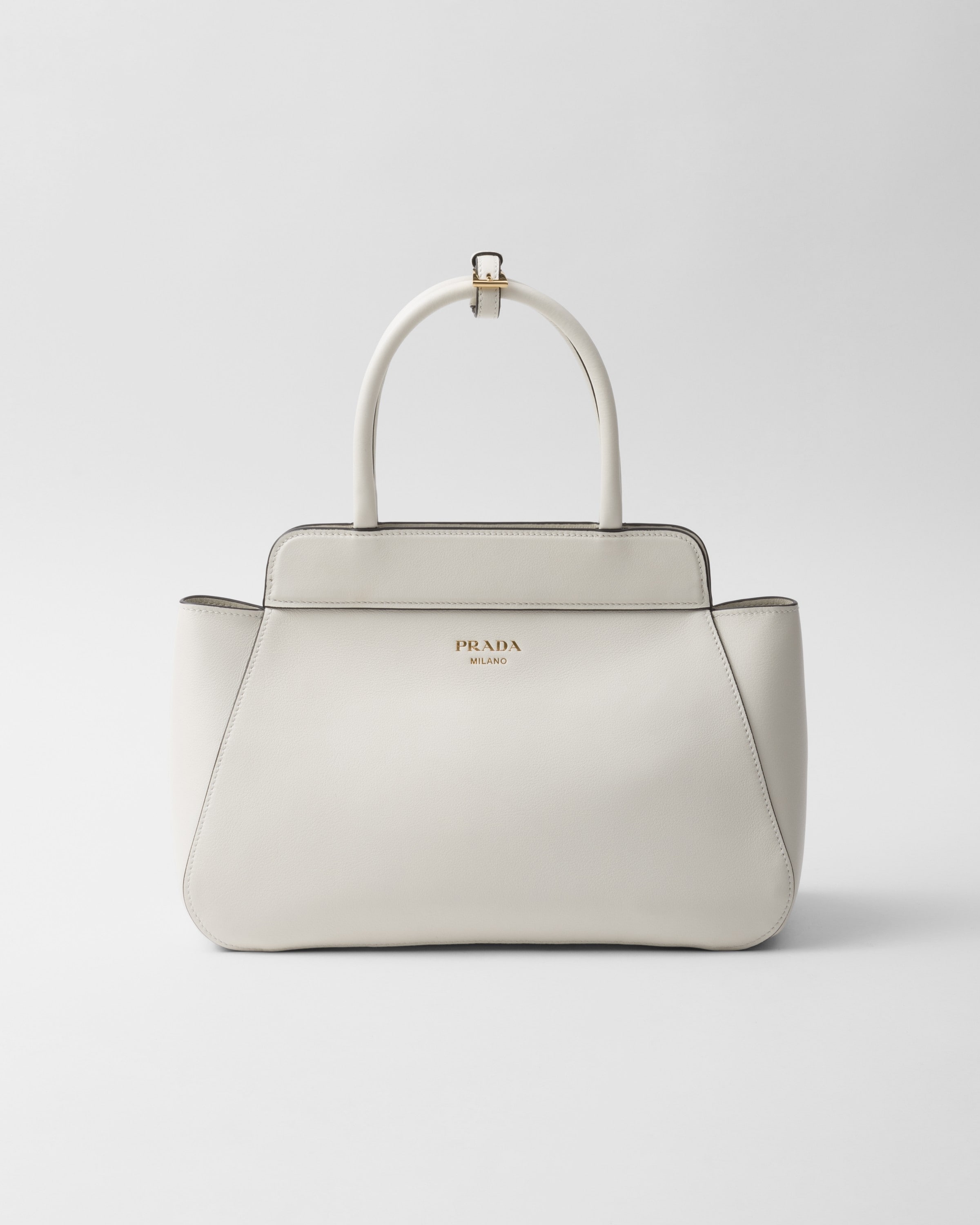 Prada Medium Leather Tote Bag In White