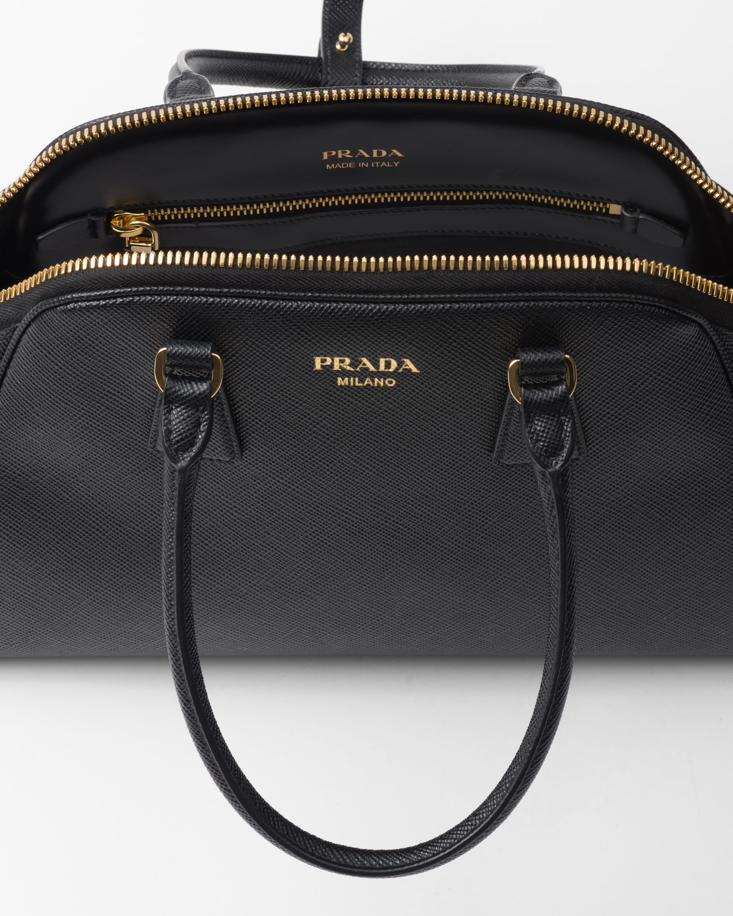 Shop Prada Medium Saffiano Leather Bag In Black