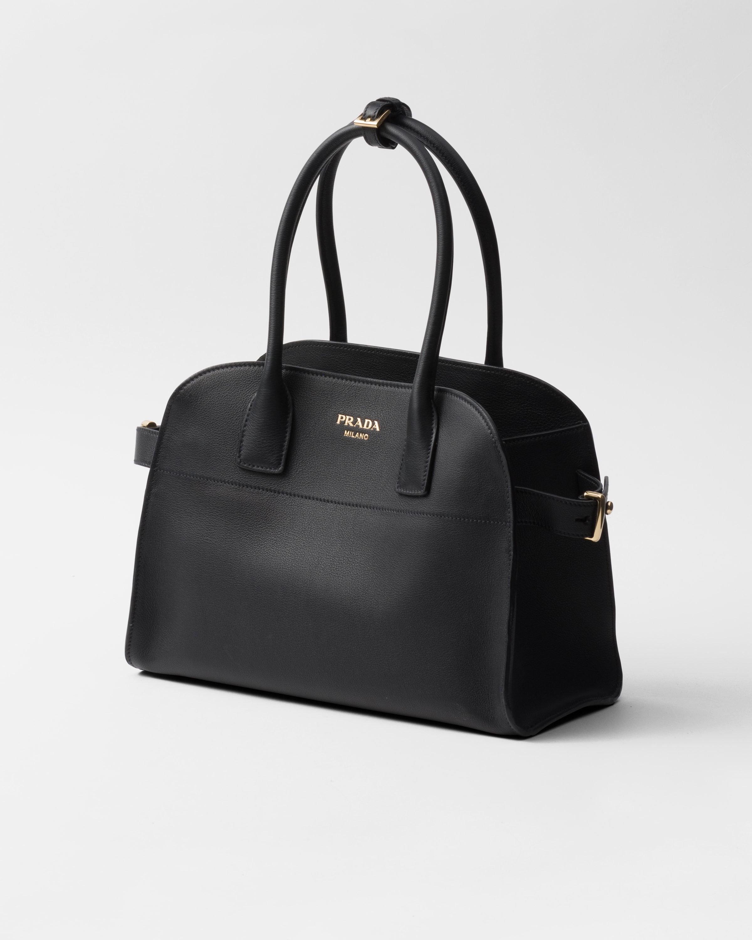 ブラック ミディアム ソフトグレインレザー トートバッグ | PRADA