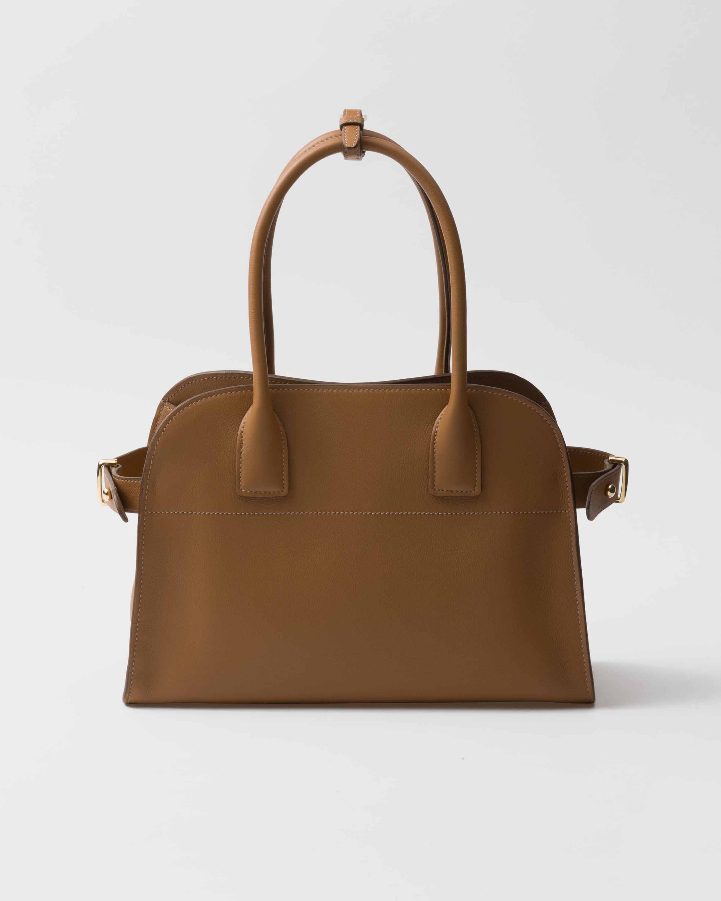 Shop Prada Medium Leather Tote Bag In Caramel