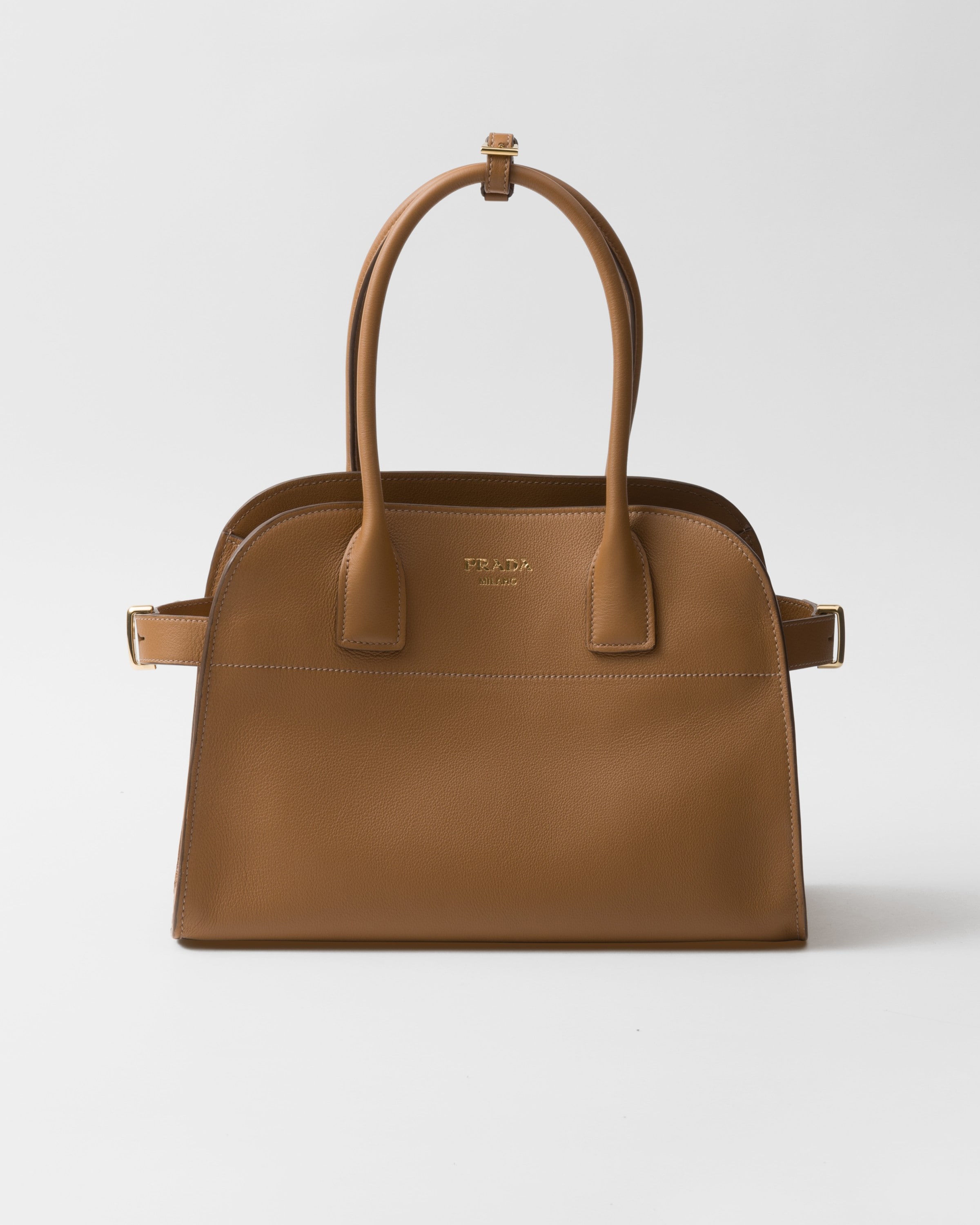 Shop Prada Medium Leather Tote Bag In Caramel