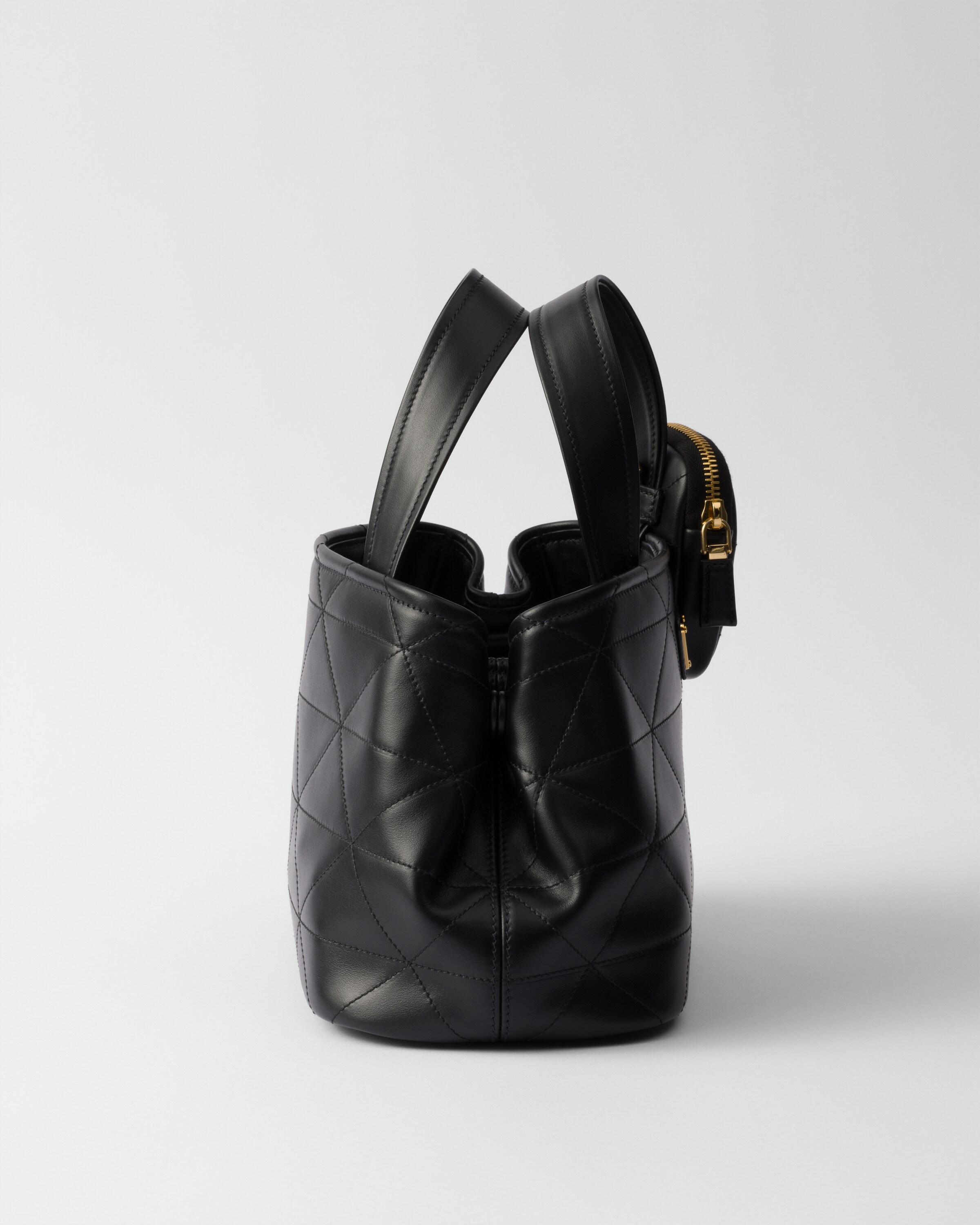 Black Small Quilted Leather Tote Bag PRADA