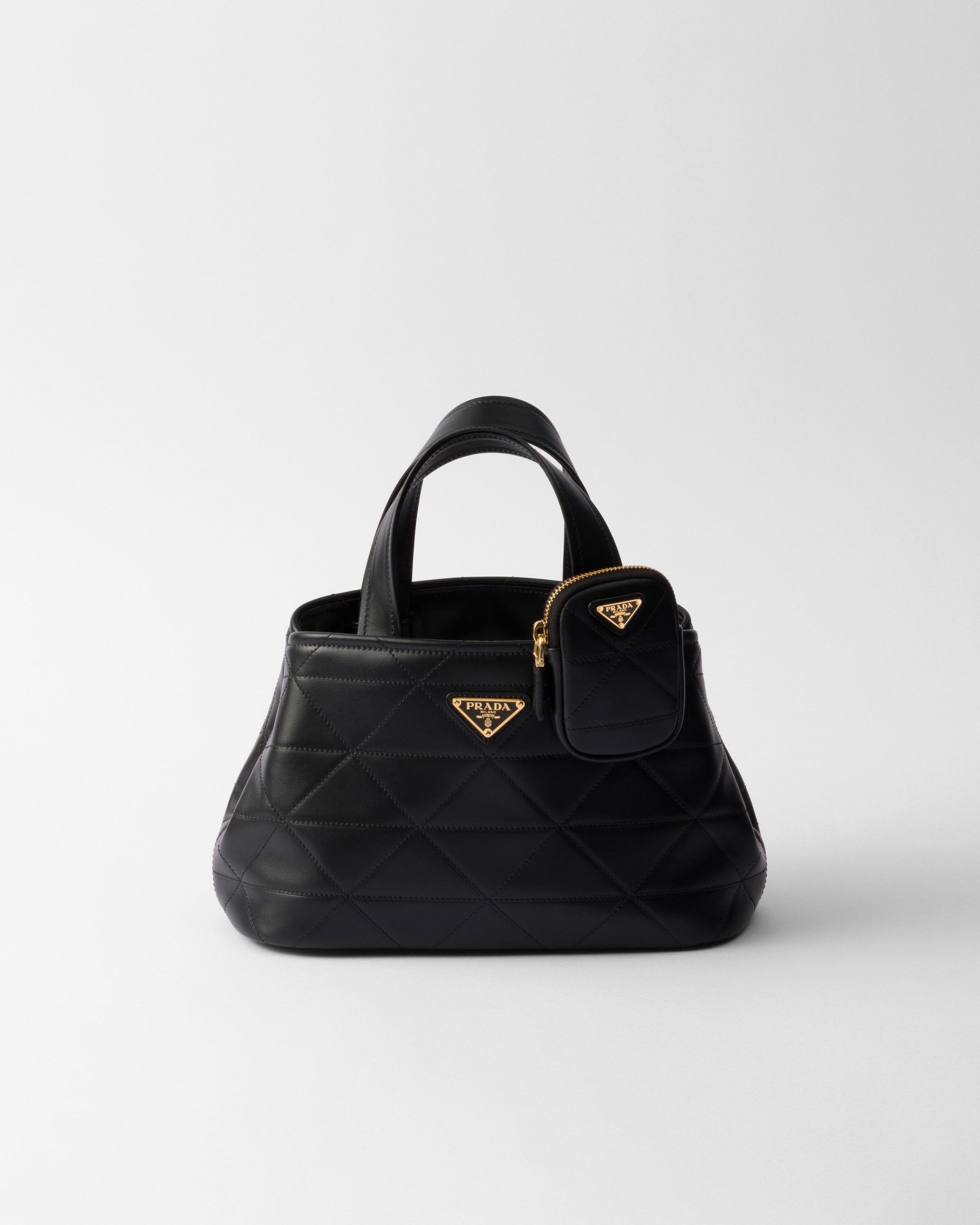Black Small Quilted Leather Tote Bag PRADA