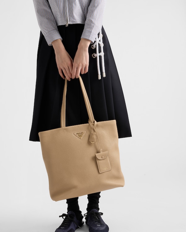 ラージ レザー トートバッグ - サンドベージュ ラージ レザー トートバッグ - サンドベージュ