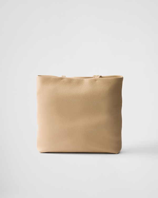 ラージ レザー トートバッグ - サンドベージュ ラージ レザー トートバッグ - サンドベージュ