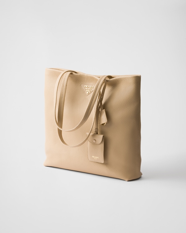 ラージ レザー トートバッグ - サンドベージュ ラージ レザー トートバッグ - サンドベージュ