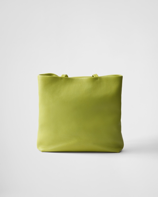 Große Tote Bag aus Leder - Wiesengrün Große Tote Bag aus Leder - Wiesengrün