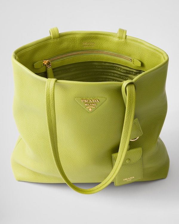 Große Tote Bag aus Leder - Wiesengrün Große Tote Bag aus Leder - Wiesengrün