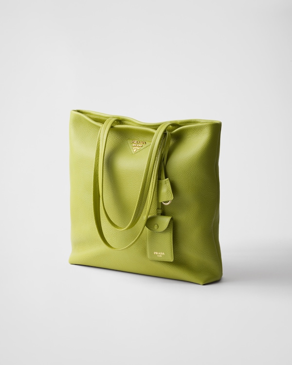 Große Tote Bag aus Leder - Wiesengrün Große Tote Bag aus Leder - Wiesengrün