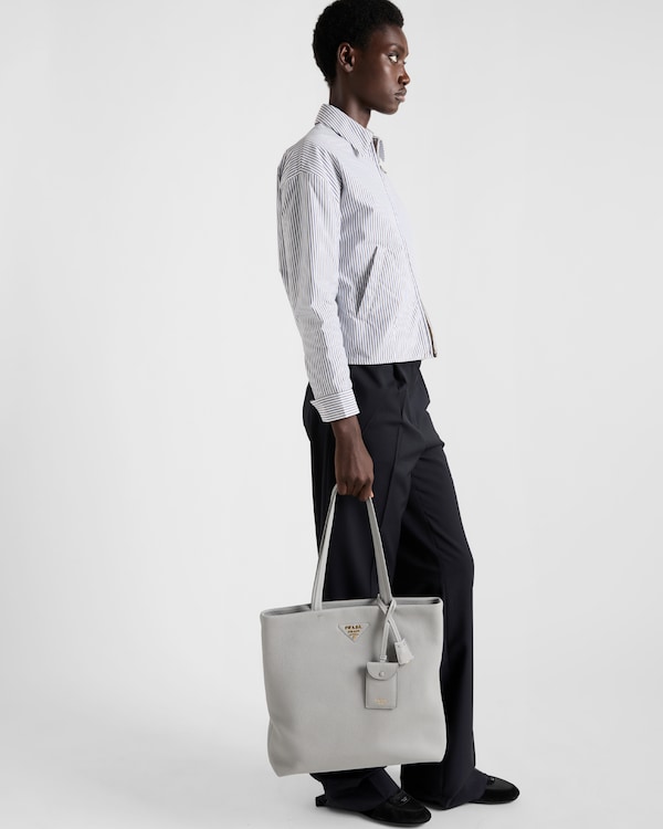 Große Tote Bag aus Leder - Granitgrau Große Tote Bag aus Leder - Granitgrau