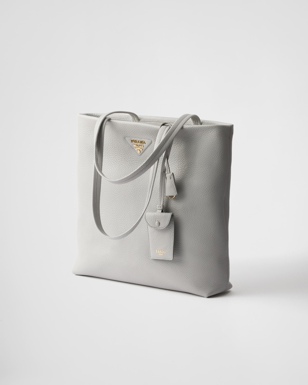 Große Tote Bag aus Leder - Granitgrau Große Tote Bag aus Leder - Granitgrau