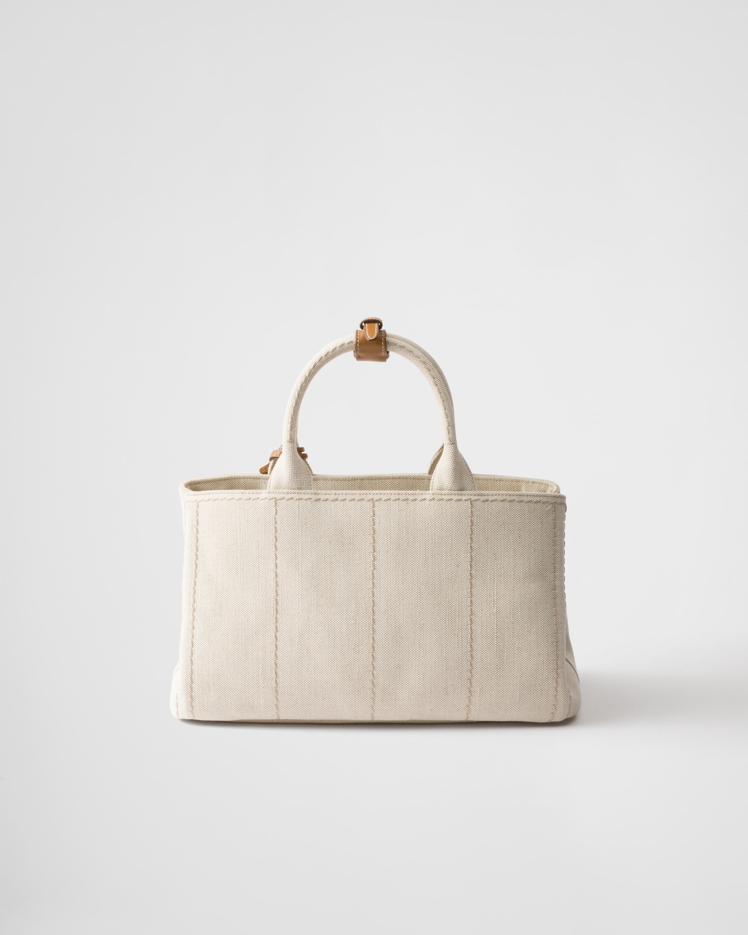 Prada Large Linen Blend Handbag In Natural