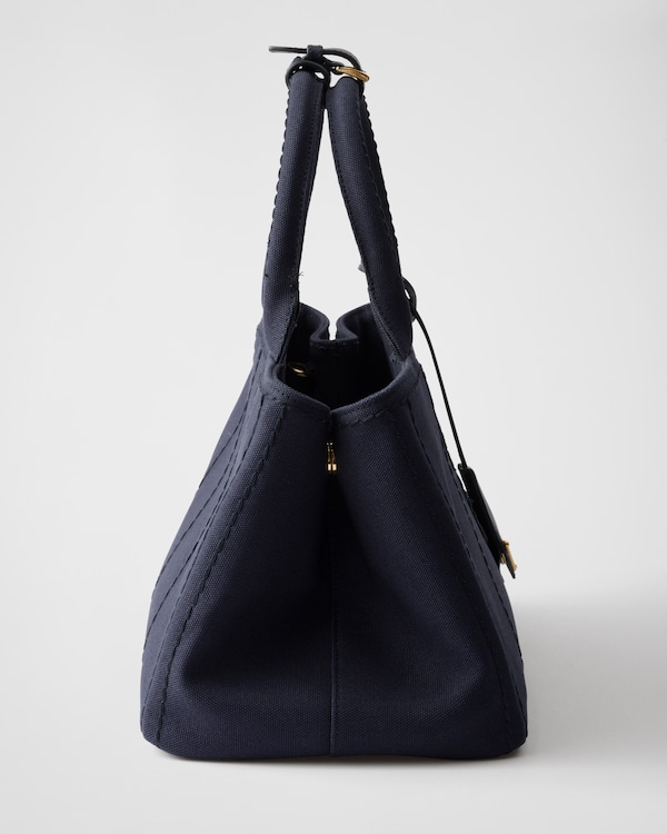 Grand sac à main Prada Jardinière en toile de coton - Bleu Baltique Grand sac à main Prada Jardinière en toile de coton - Bleu Baltique