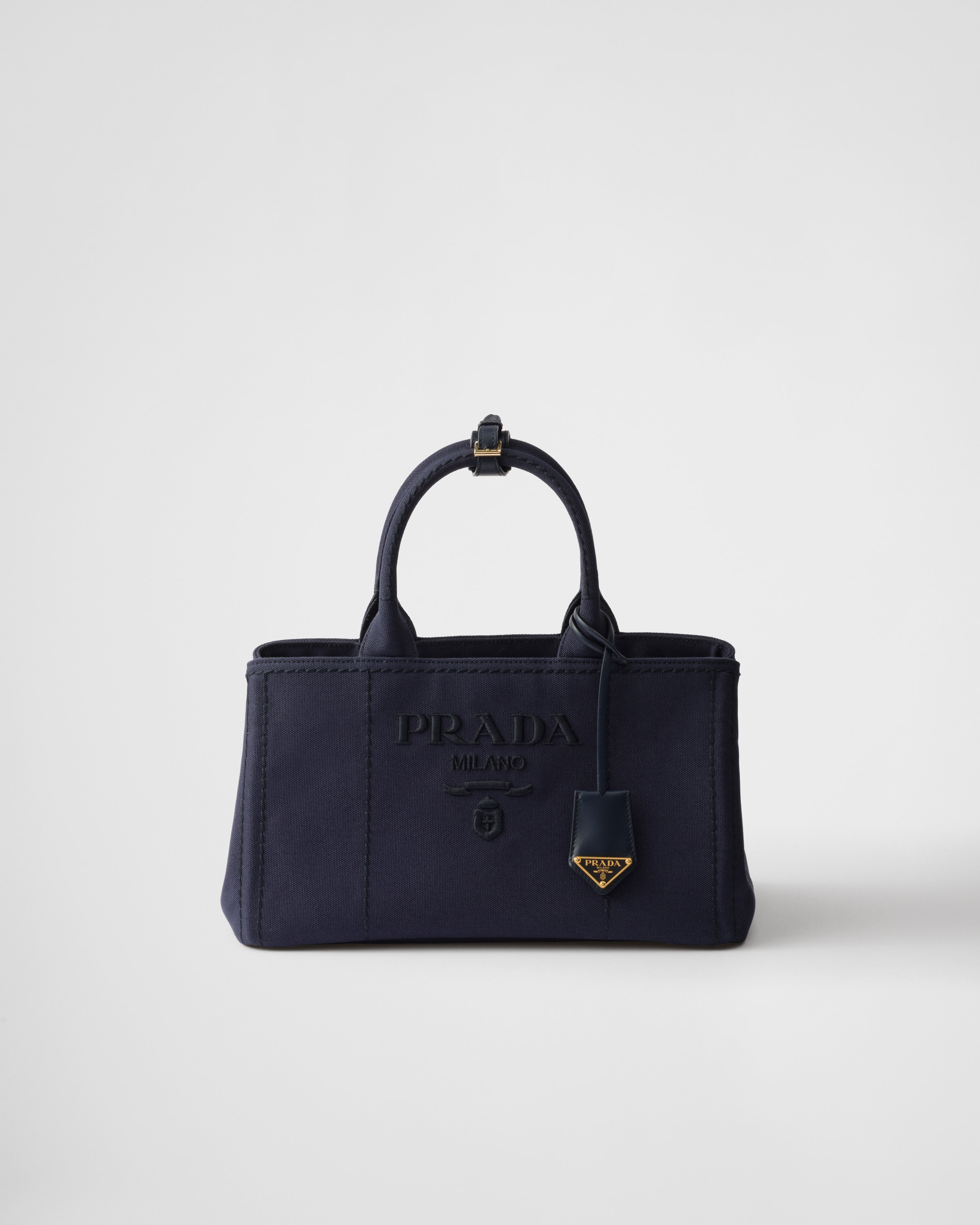 Baltic Blue Prada Jardinière extra large cotton canvas tote