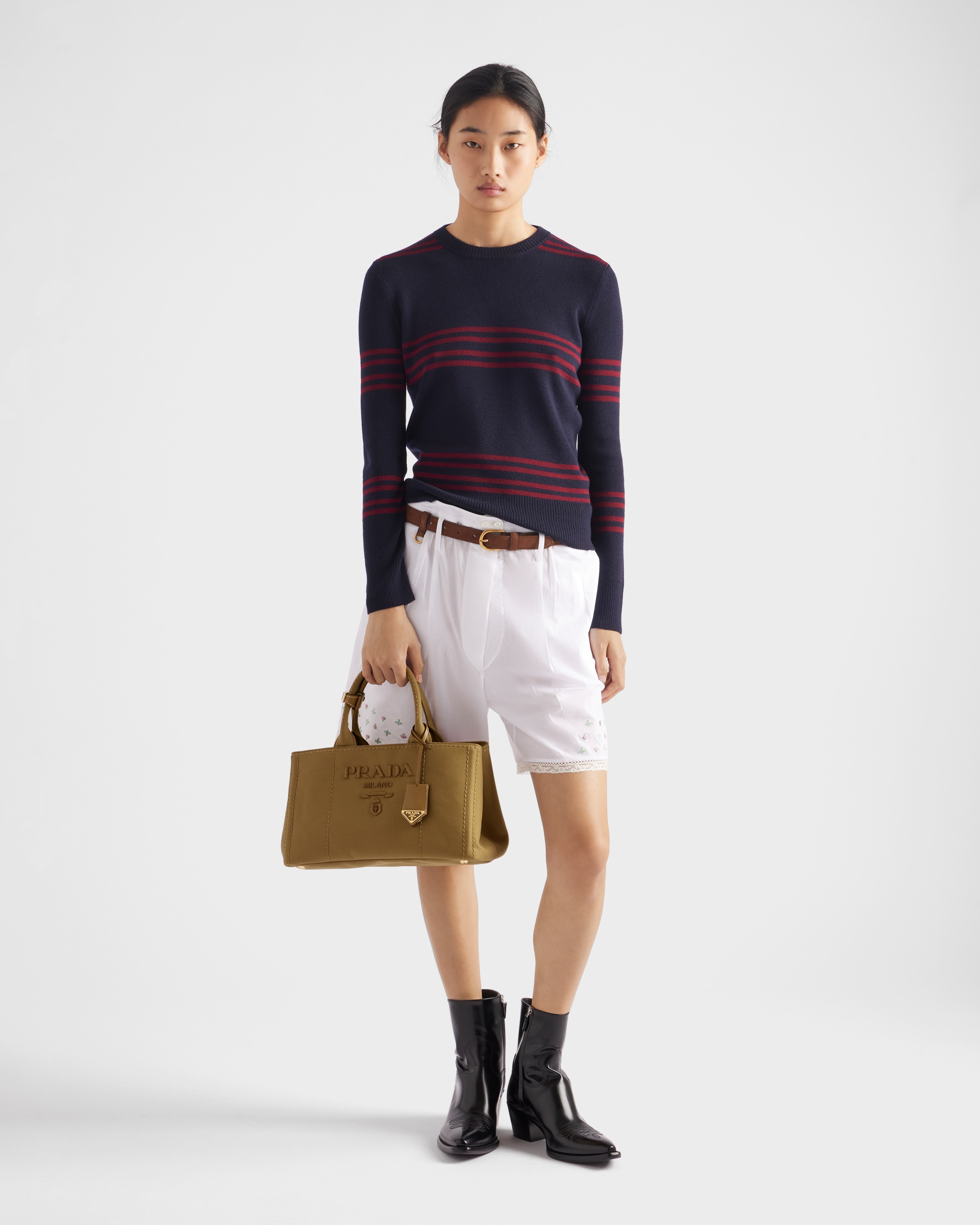 PRADA プラダ ラージ コットンキャンバス ハンドバッグ 1BG554 Natural Prada Jardinière large linen blend handbag | PRADA