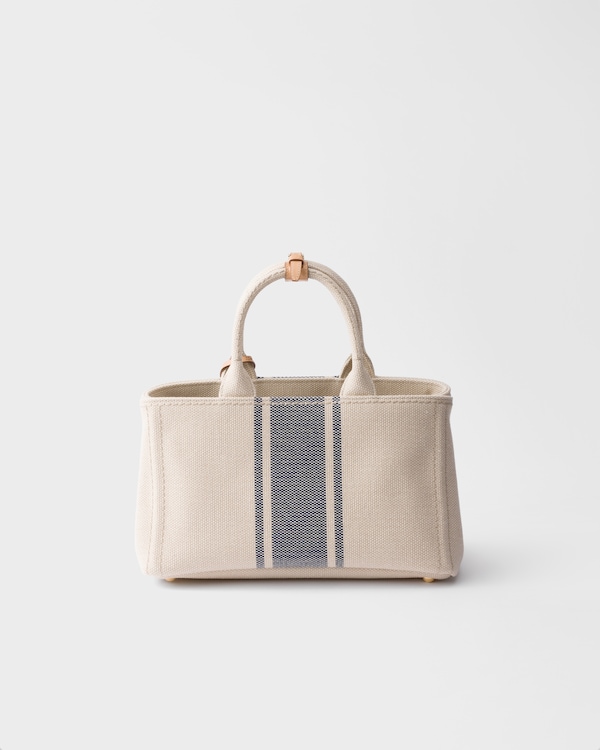 Prada Jardinière large cotton canvas bag - Beige/Baltic Blue Prada Jardinière large cotton canvas bag - Beige/Baltic Blue