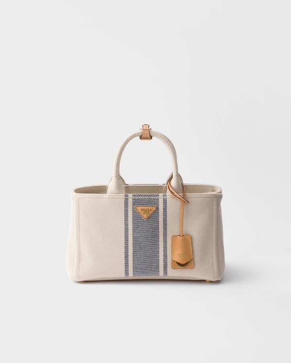 Prada Jardinière large cotton canvas bag - Beige/Baltic Blue Prada Jardinière large cotton canvas bag - Beige/Baltic Blue