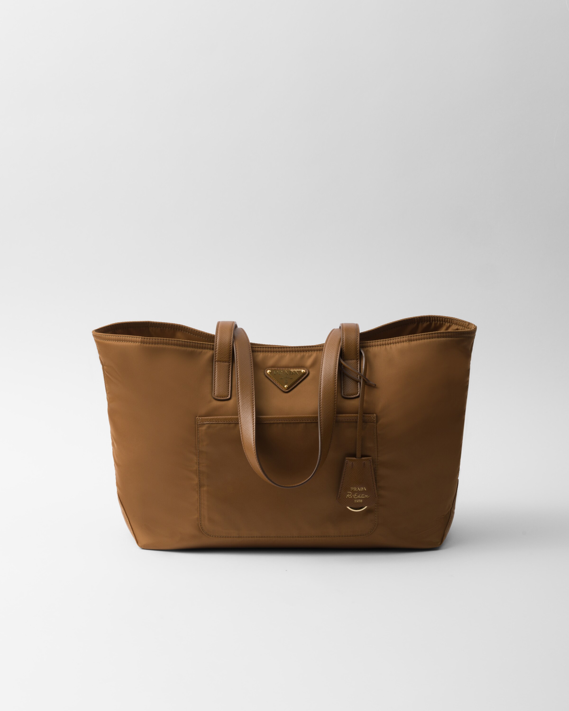 Prada Re-edition 1978 Medium Re-nylon And Saffiano Leather Tote Bag, Woman, Brandy