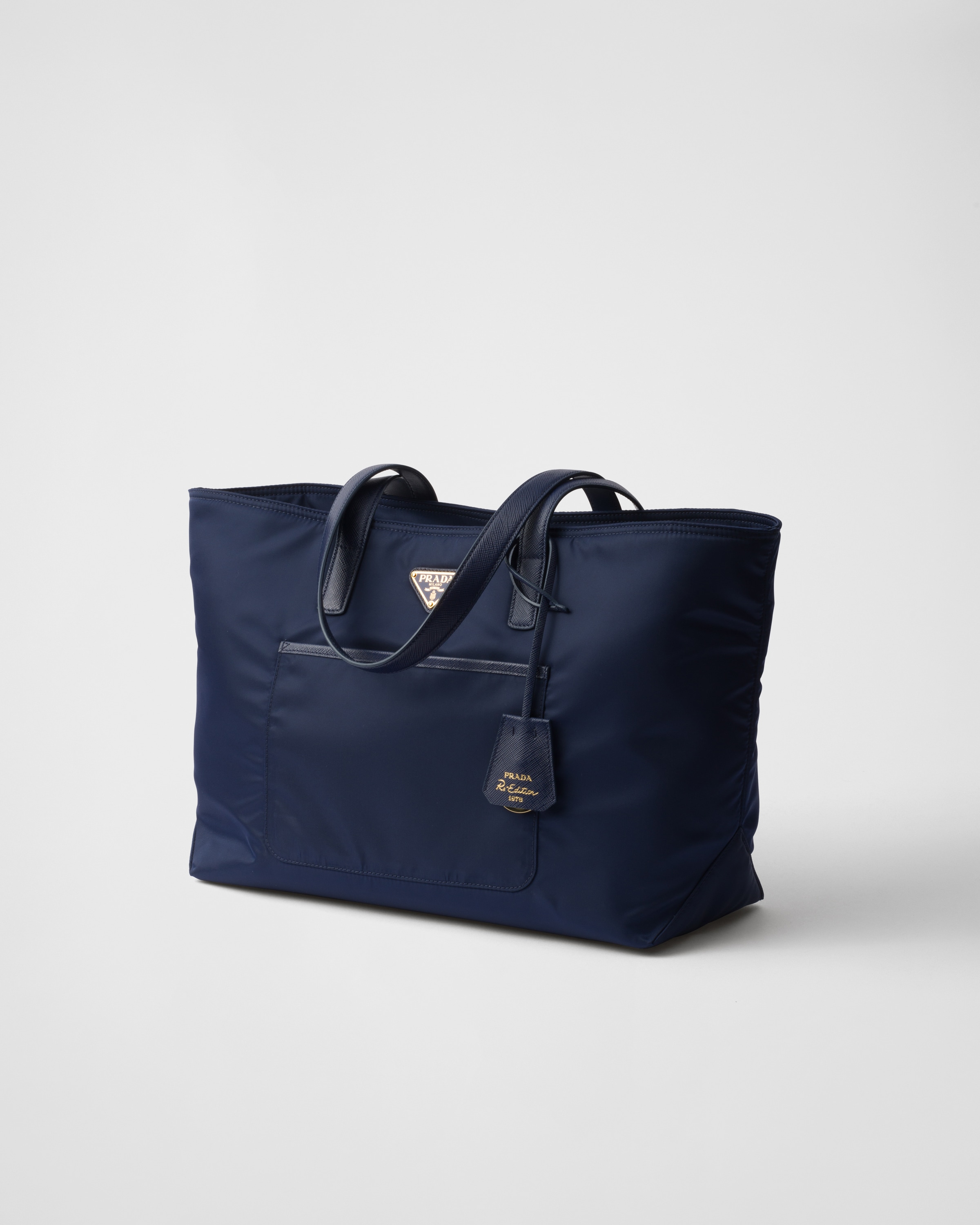 Prada Re-edition 1978 Medium Re-nylon And Saffiano Leather Tote Bag In Blue