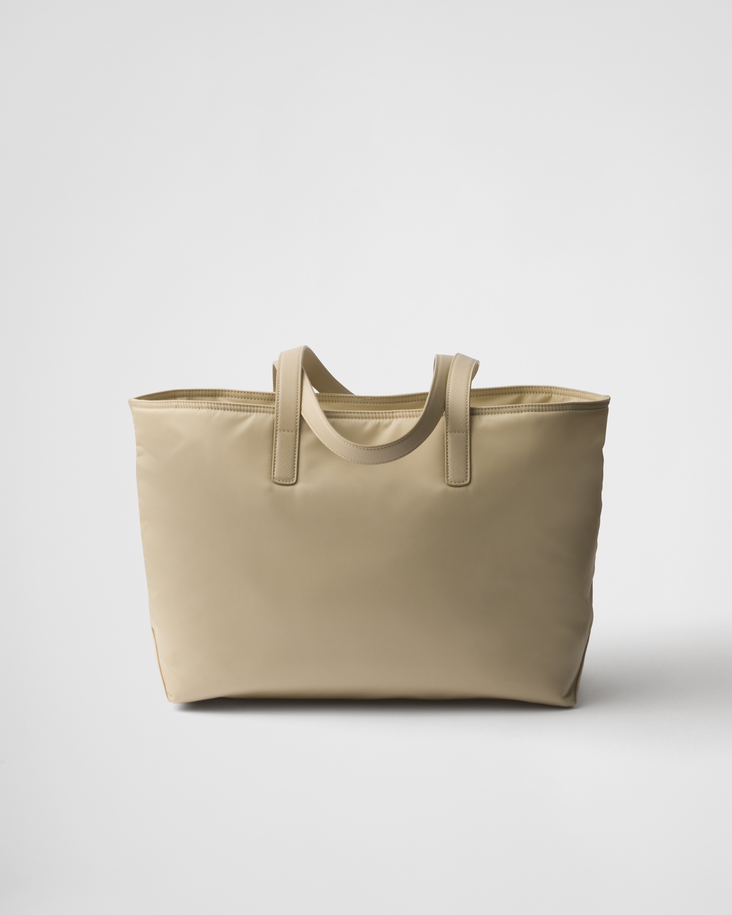Prada Re-edition 1978 Medium Re-nylon And Saffiano Leather Tote Bag In Desert Beige
