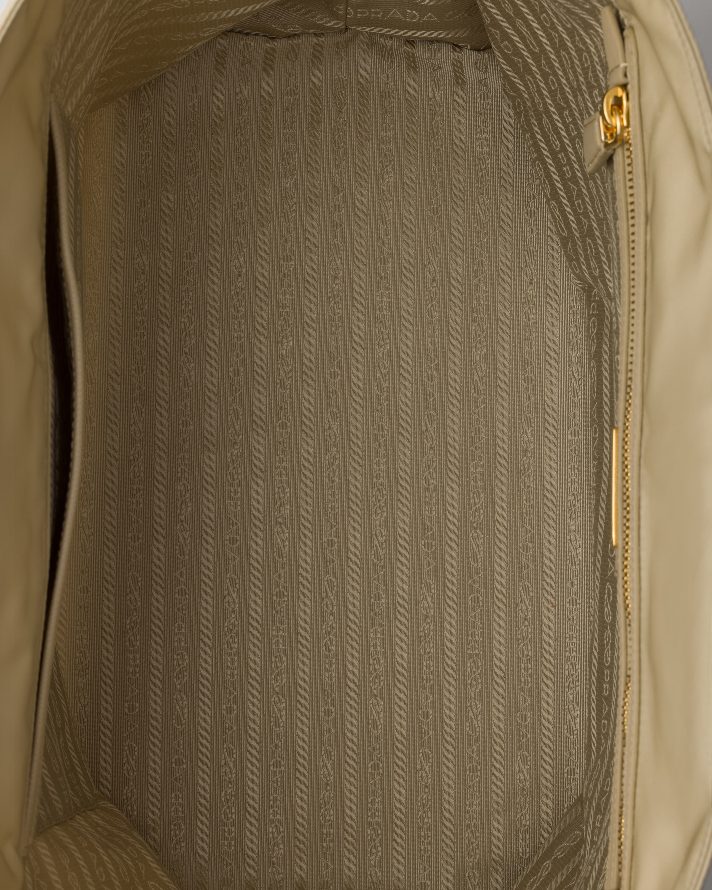 Prada Re-edition 1978 Medium Re-nylon And Saffiano Leather Tote Bag In Desert Beige