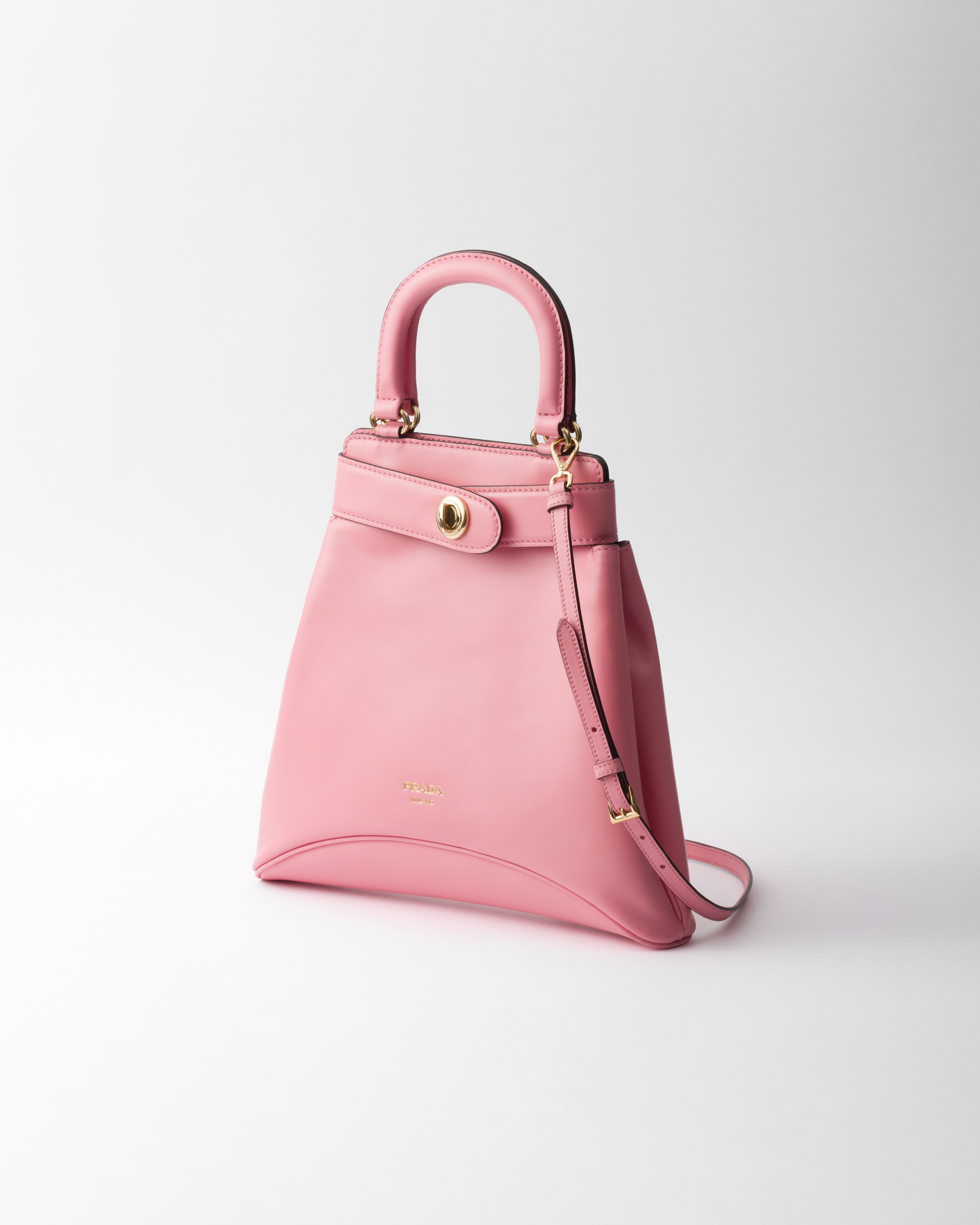 Prada Etude Buckle Leather Top-handle Bag In Petal Pink