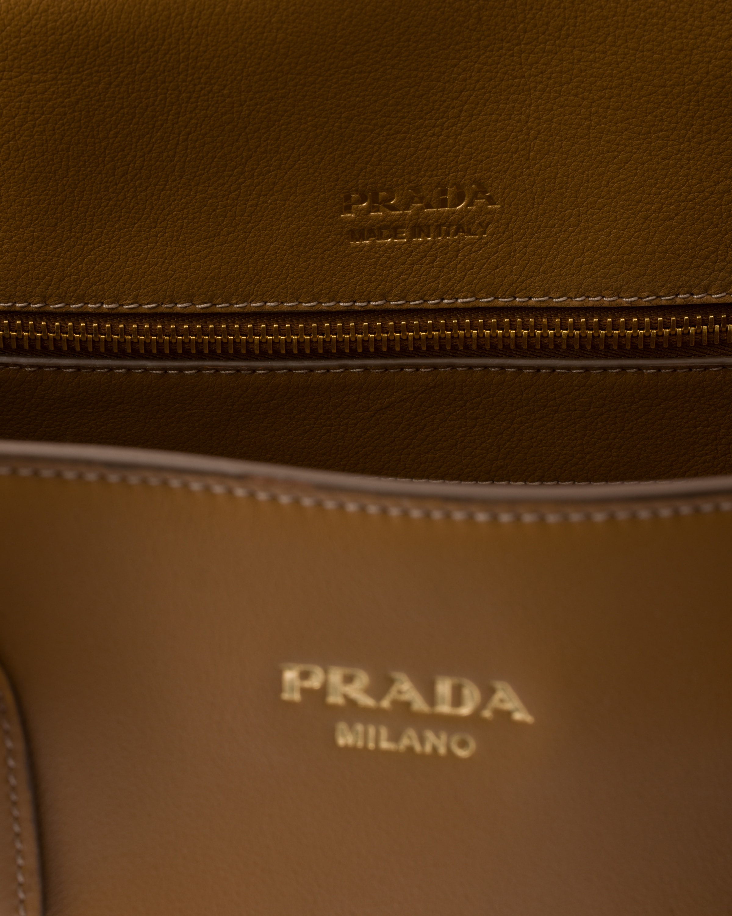 Caramel Large leather tote bag | PRADA - United States