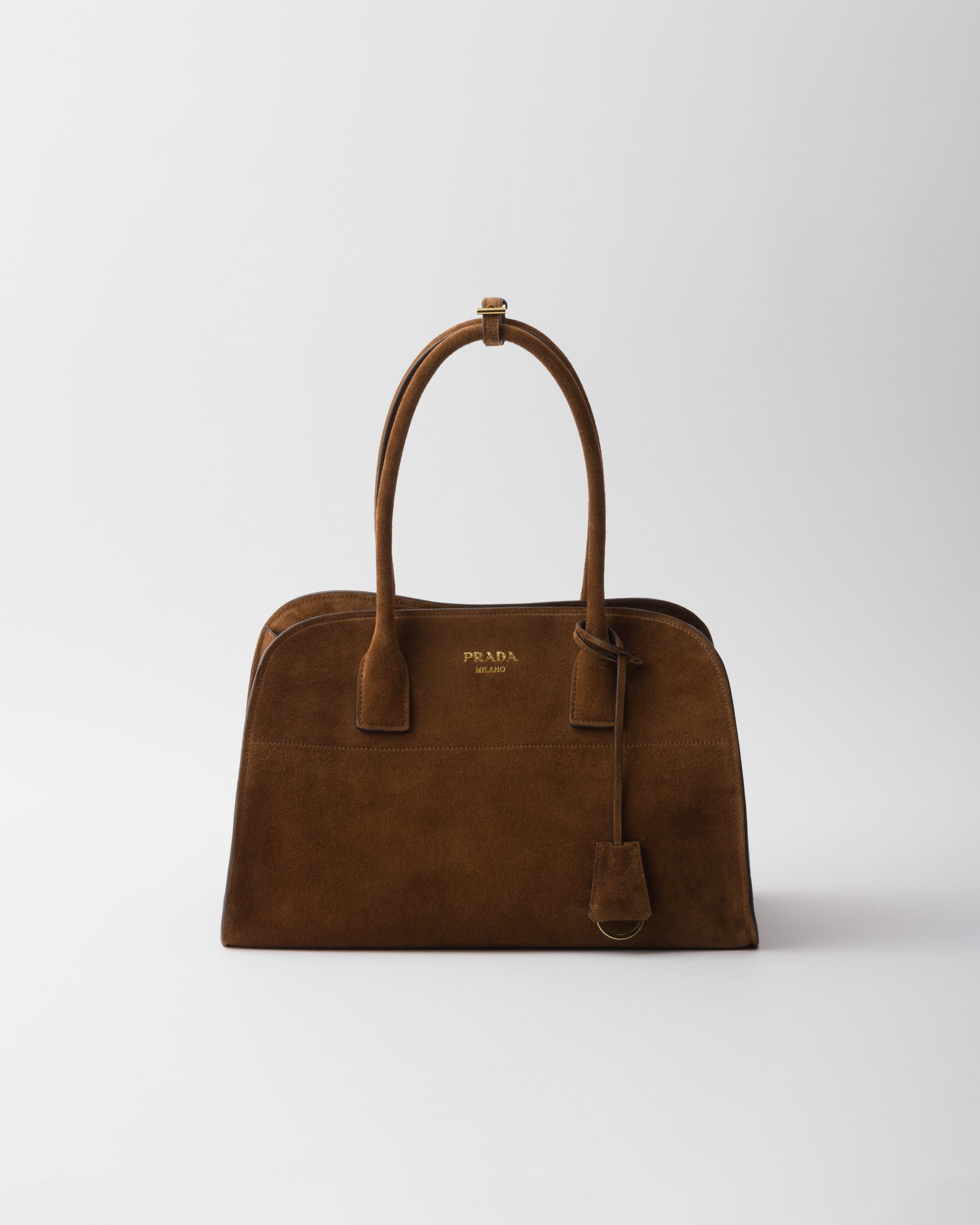 Prada Medium Shopping Bag In Cacao Colour Suede Women