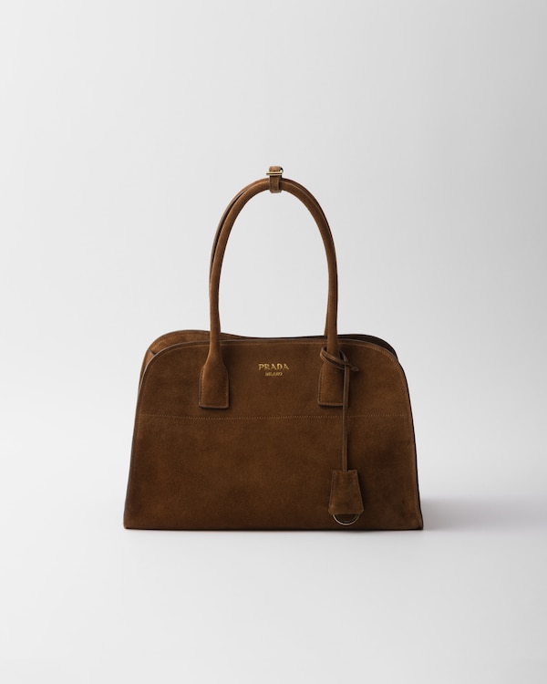 Caramel Prada Buckle small leather handbag with belt | PRADA