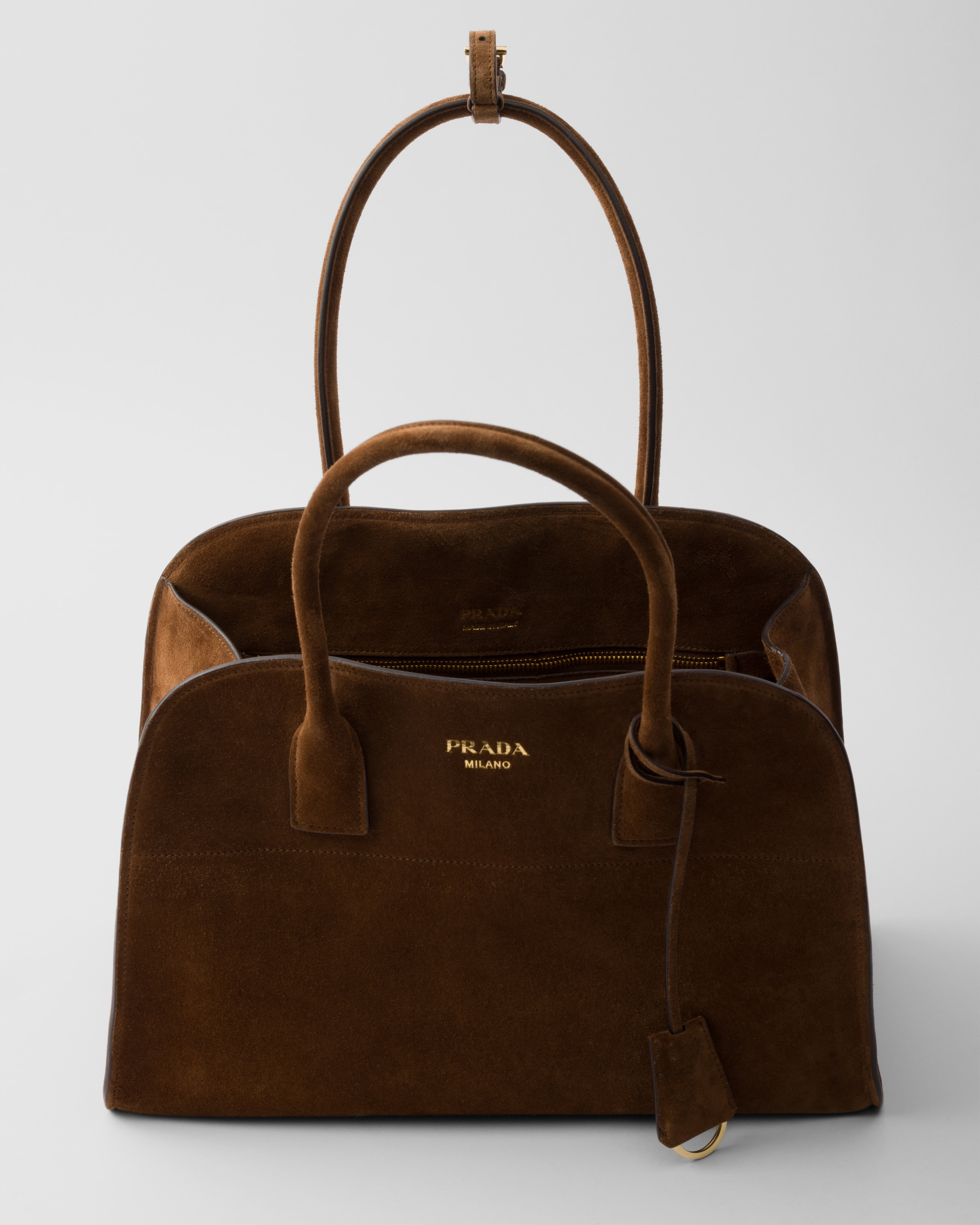 Prada Medium Shopping Bag In Cacao Colour Suede Women